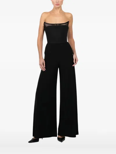 Blumarine Mesh Crepe Top In Black