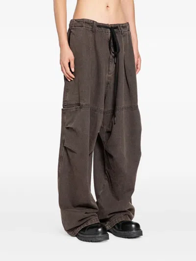 Andrea Ya'aqov Belt-detail Cotton Jeans In Brown