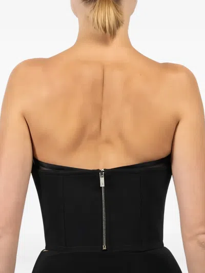 Blumarine Mesh Crepe Top In Black