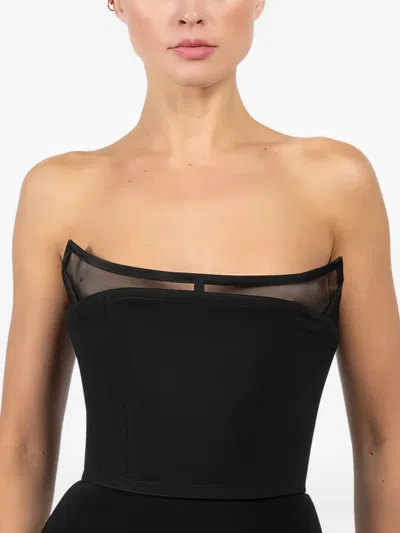 Blumarine Mesh Crepe Top In Black