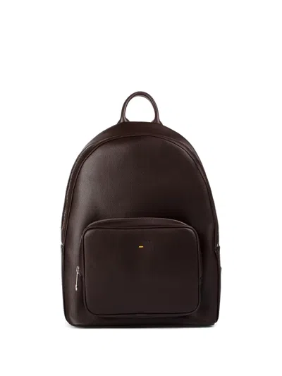 Doucal's Leather Zipped Backpack In Brown