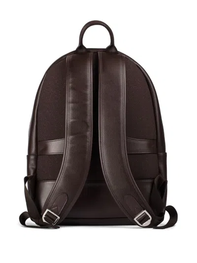 Doucal's Leather Zipped Backpack In Brown