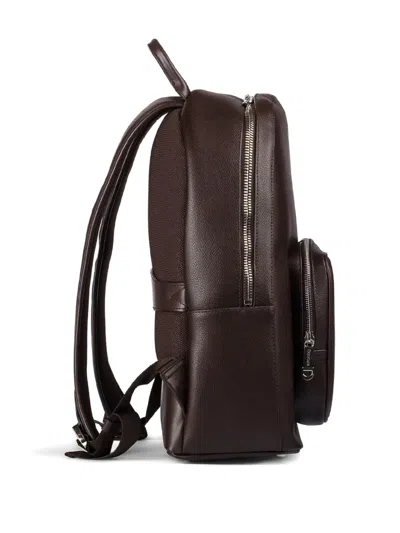 Doucal's Leather Zipped Backpack In Brown