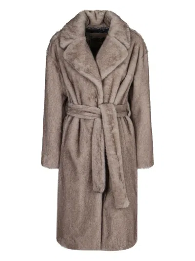 Herno Faux Fur Coat In Brown