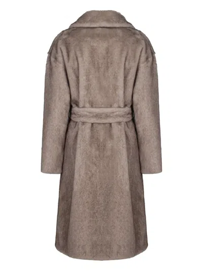 Herno Faux Fur Coat In Brown