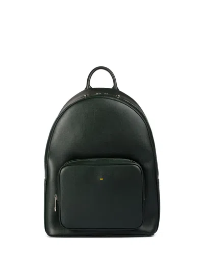 Doucal's Leather Zipped Backpack In Green