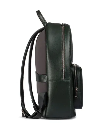 Doucal's Leather Zipped Backpack In Green