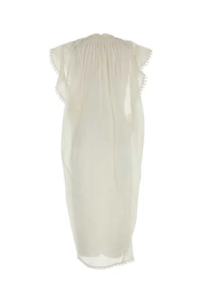 Zimmermann White Linen Blend Balance Dress In Neutral