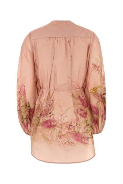 Zimmermann Antiqued Pink Satin Cascadiant Blouse In Orange