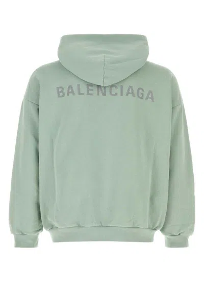 Balenciaga Cotton Sweatshirt With Hood And Pocket In Green