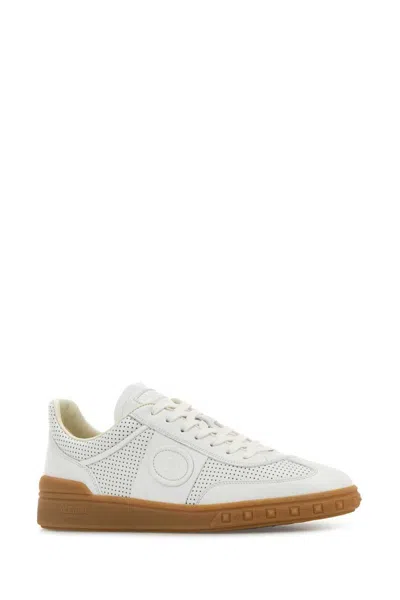 Valentino Garavani Nappa Leather Upvillage Round Toe Sneakers In White