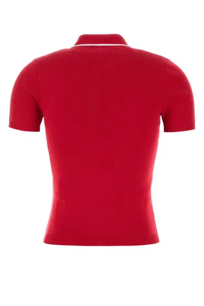 Valentino Cherryfic Top With Polo Collar And Cherry Embellishment In Red