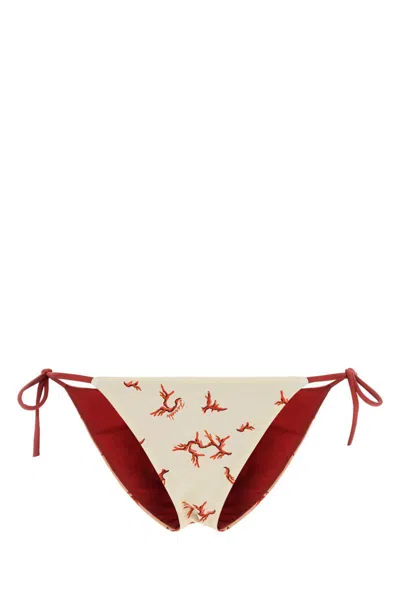Fendi Bird Print Low-rise Tie-side Bikini Bottom In Brown