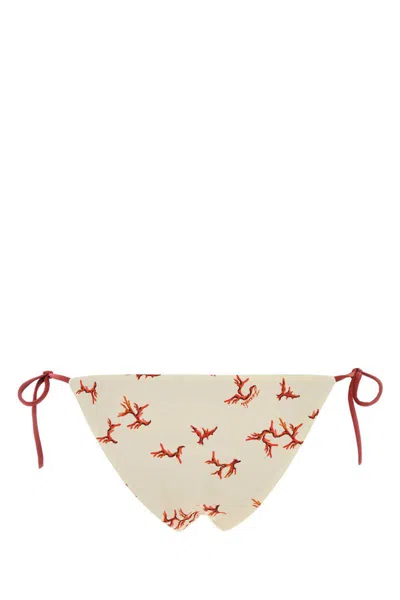 Fendi Bird Print Low-rise Tie-side Bikini Bottom In Brown