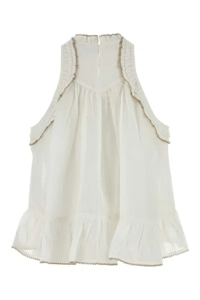 Isabel Marant Étoile Carlee Top With Frilled Hem And Keyhole Back In White