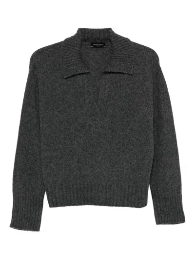 Roberto Collina Mélange-effect Polo Jumper In Gray