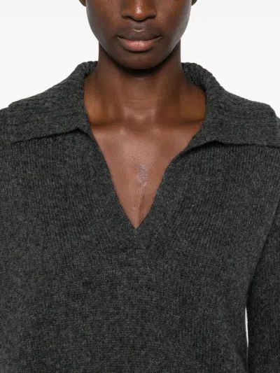 Roberto Collina Mélange-effect Polo Jumper In Gray
