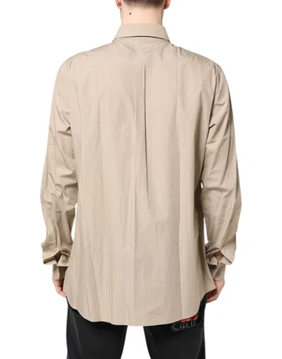 Dolce & Gabbana Beige Pin Up Print Martini Men Casual Shirt In Neutral
