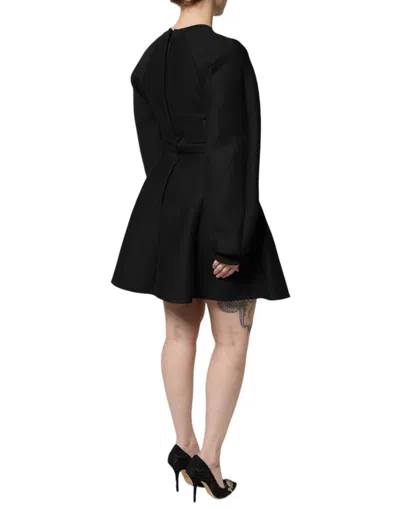Dolce & Gabbana Black Cotton Long Sleeves A-line Mini Women's Dress In Black
