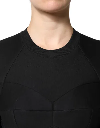 Dolce & Gabbana Black Cotton Long Sleeves A-line Mini Women's Dress In Black