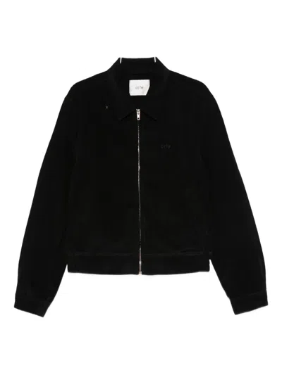 Arte Antwerp Zip-up Corduroy Jacket In Black