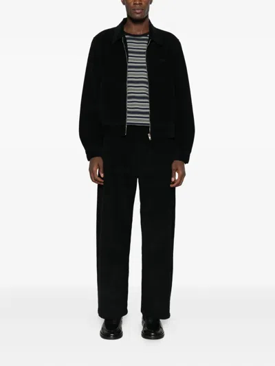 Arte Antwerp Zip-up Corduroy Jacket In Black