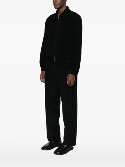 Arte Antwerp Zip-up Corduroy Jacket In Black