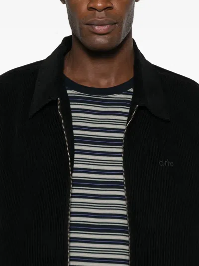 Arte Antwerp Zip-up Corduroy Jacket In Black