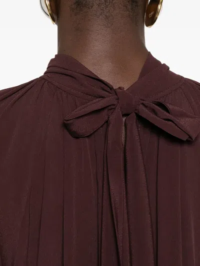 So Allure Ruffled High-neck Dress In Brown