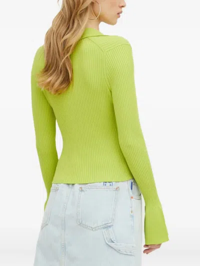Hugo Boss Soverie Ribbed Collared Sweater In Green
