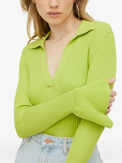 Hugo Boss Soverie Ribbed Collared Sweater In Green