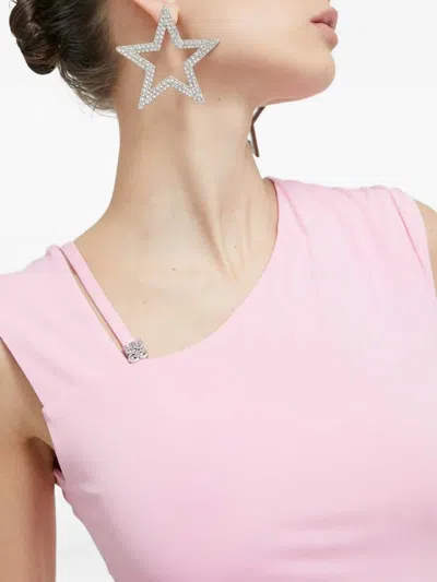 Hugo Boss Asymmetric Logo-detail Mini Dress In Pink