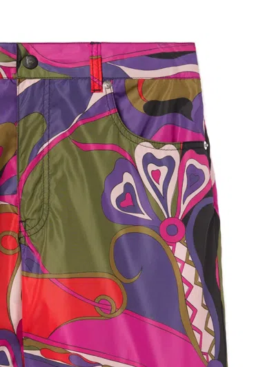 Pucci Cargo Trousers Featuring Orchidee Design In Multi