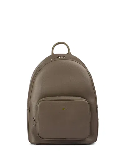 Doucal's Leather Zipped Backpack In Brown