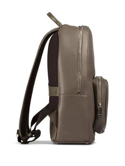 Doucal's Leather Zipped Backpack In Brown