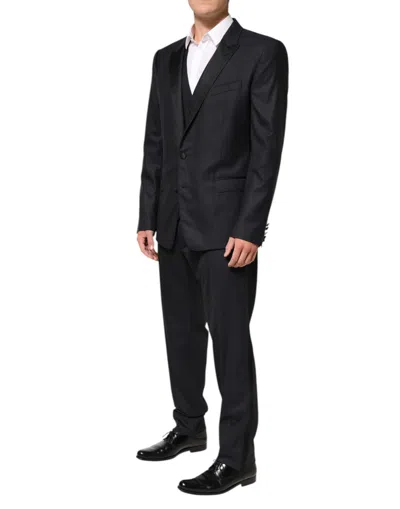 Dolce & Gabbana Black Martini 2 Buttons Suit 3 Piece Suit In Black