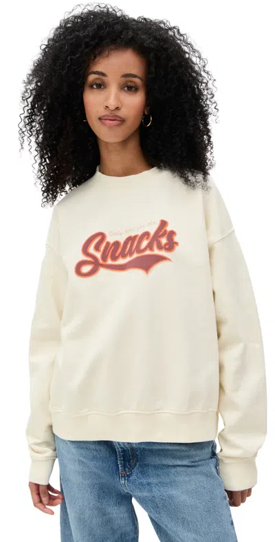 State & Lake Only Here For The Snacks Sweatshirt Ivory In White