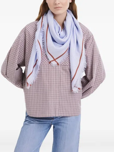 Longchamp La Médaille Fringed Scarf In Blue