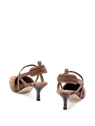 Fendi Ff Pattern Strap Pumps In Brown