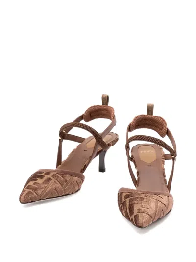 Fendi Ff Pattern Strap Pumps In Brown