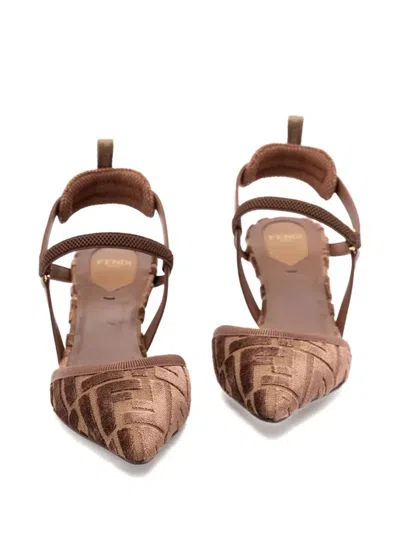 Fendi Ff Pattern Strap Pumps In Brown