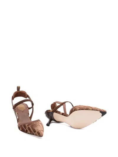 Fendi Ff Pattern Strap Pumps In Brown