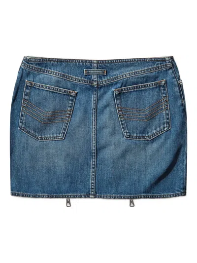 Jean Paul Gaultier Two-zip Detail Denim Mini Skirt In Blue