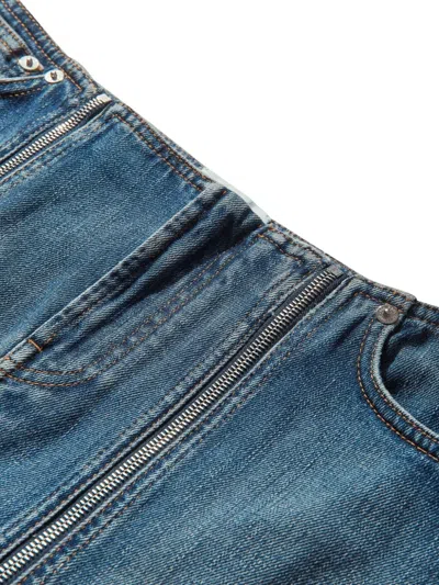 Jean Paul Gaultier Two-zip Detail Denim Mini Skirt In Blue