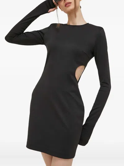 Hugo Boss Long-sleeve Cut-out Mini Dress In Black