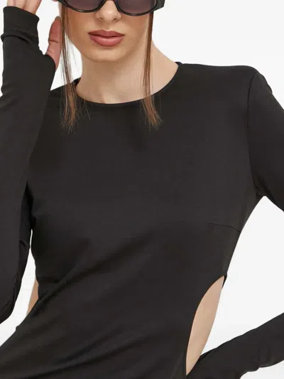 Hugo Boss Long-sleeve Cut-out Mini Dress In Black