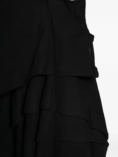 Yohji Yamamoto Wool Gauze Tucked Stitch D Skirt In Black