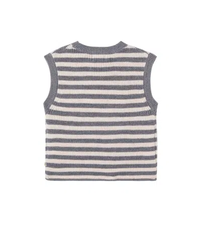 Wheat Ruby Striped Wool Sweater Vest In Gray