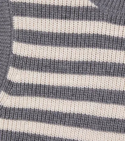 Wheat Ruby Striped Wool Sweater Vest In Gray