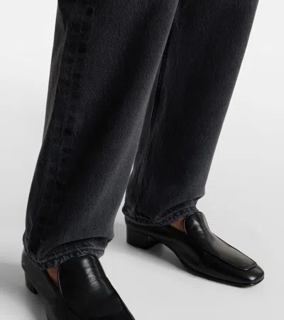 Agolde Valen Mid-rise Straight-leg Denim Trousers In Black